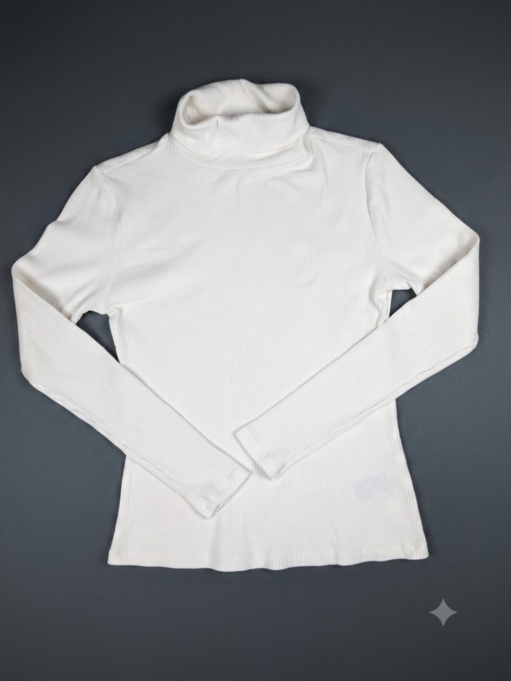 Old Navy Womens White Ribbed Long Sleeve Turtleneck Shirt Size Small EUC